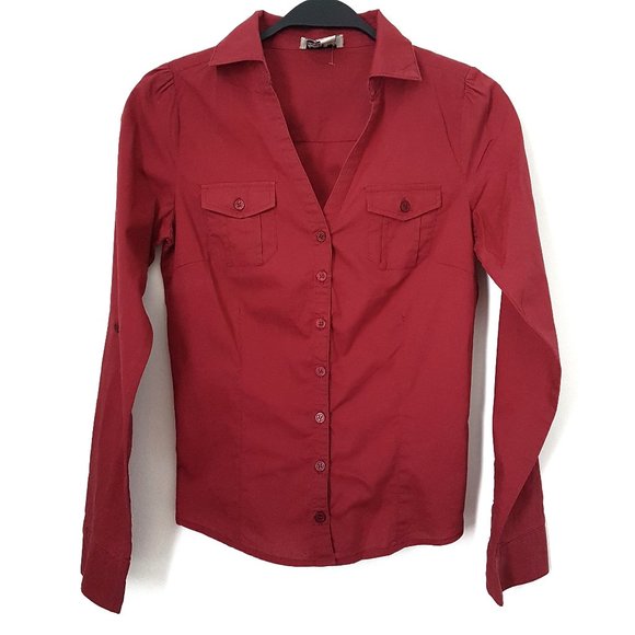 Active Basic Women Red Collar Shirt, M - NWOT - Picture 1 of 6